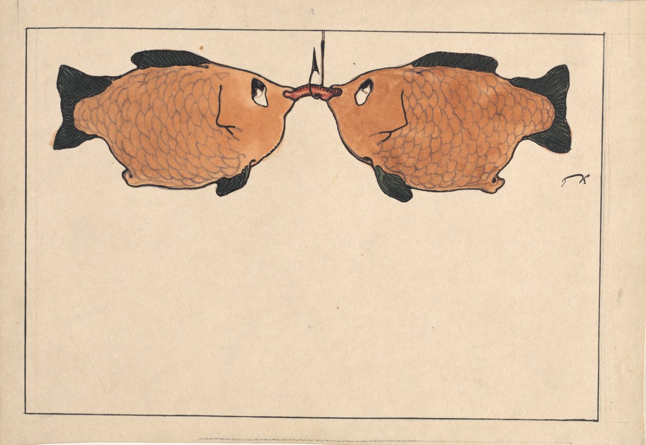 無題2匹の魚、フック、ワーム、1901年。 作： ポール・クレー