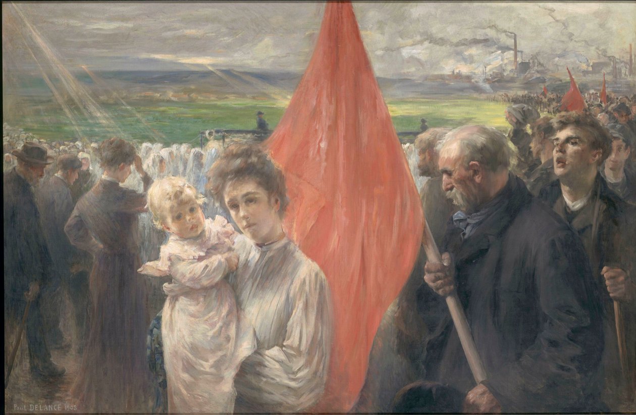 1908年、サントゥアンでのストライキ。 作： ポール・ルイス・デランス