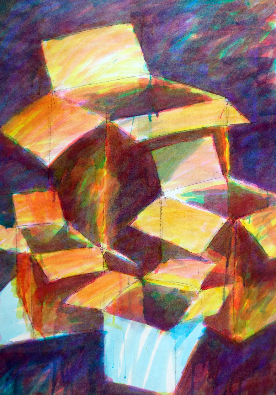 箱、2024年（紙に水彩画） 作： ポール・ポウィス
