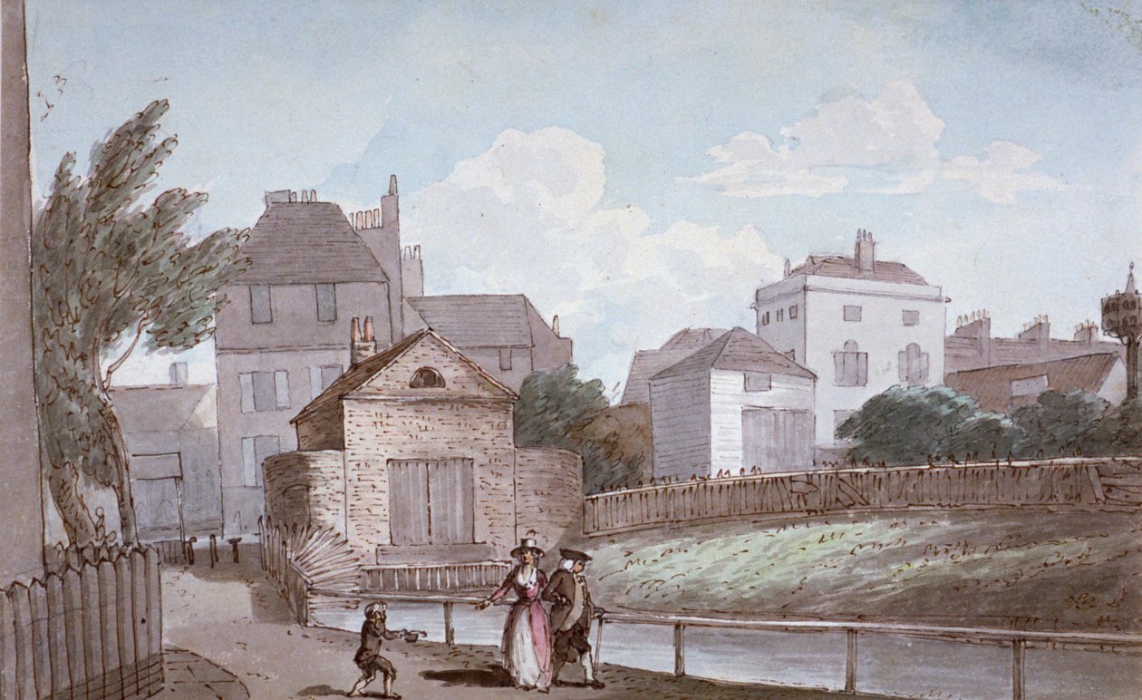 The Thatched House Inn and the New River、イズリントン、ロンドン、c1790。 作： ポール・サンドビー