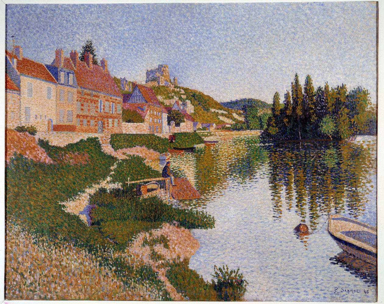 Les Andelys, the bank ポール・シニャック(1863-1935)の絵画 1886 Sun.0,65x0,81 m パリ、オルセー美術館 作： ポール・シニャック