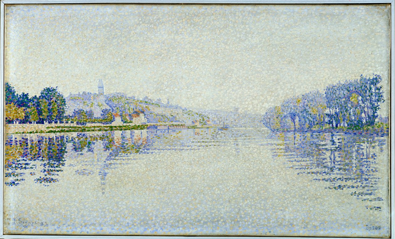 リバーサイド、セーヌ川、ハーブレー川 ポール・シニャック（1863-1935）の絵画 1889年 日。0.33x0.55 m パリ、オルセー美術館 作： ポール・シニャック