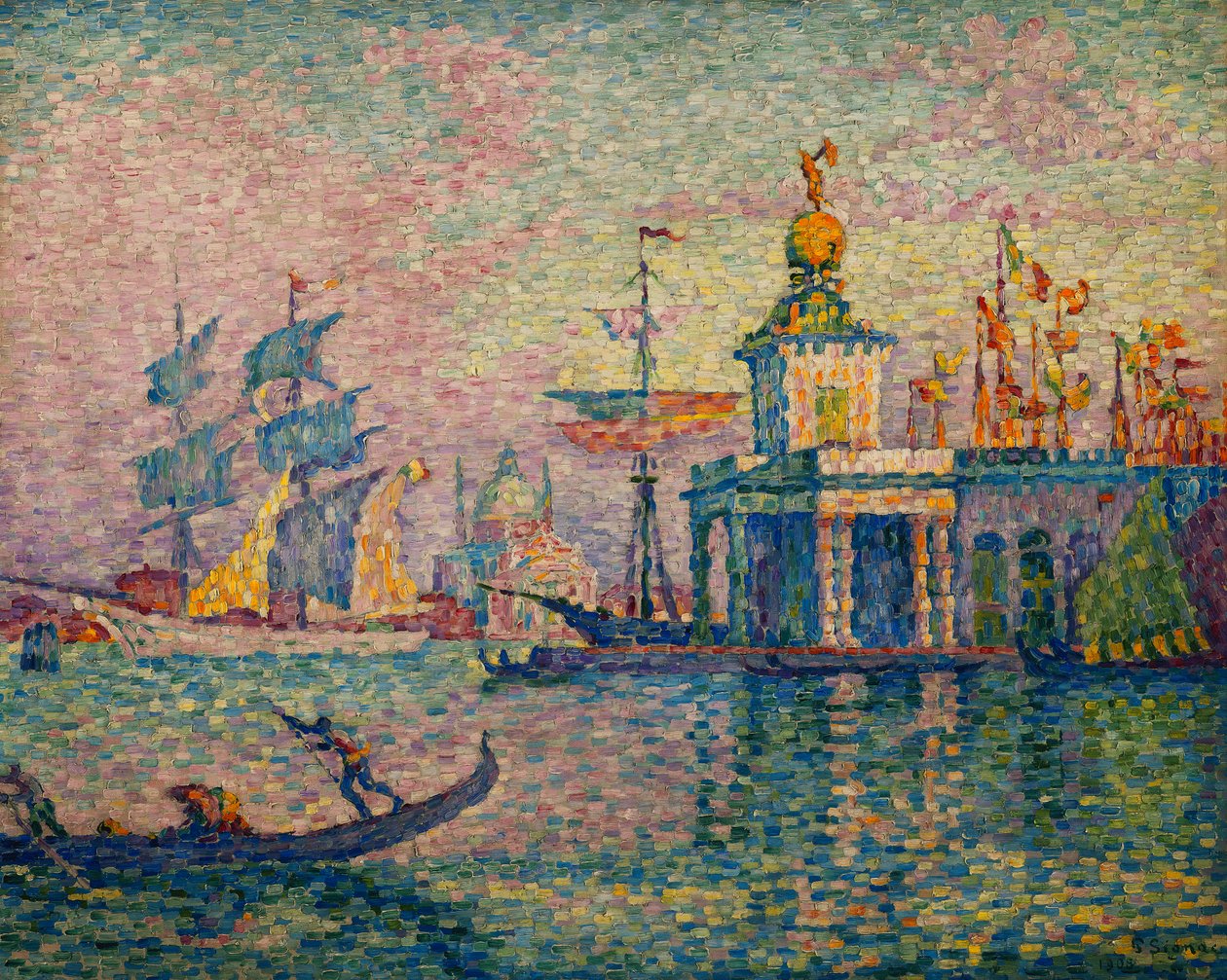 ヴェネツィア-税関;ヴェネツィア-海の習慣、1908 作： ポール・シニャック