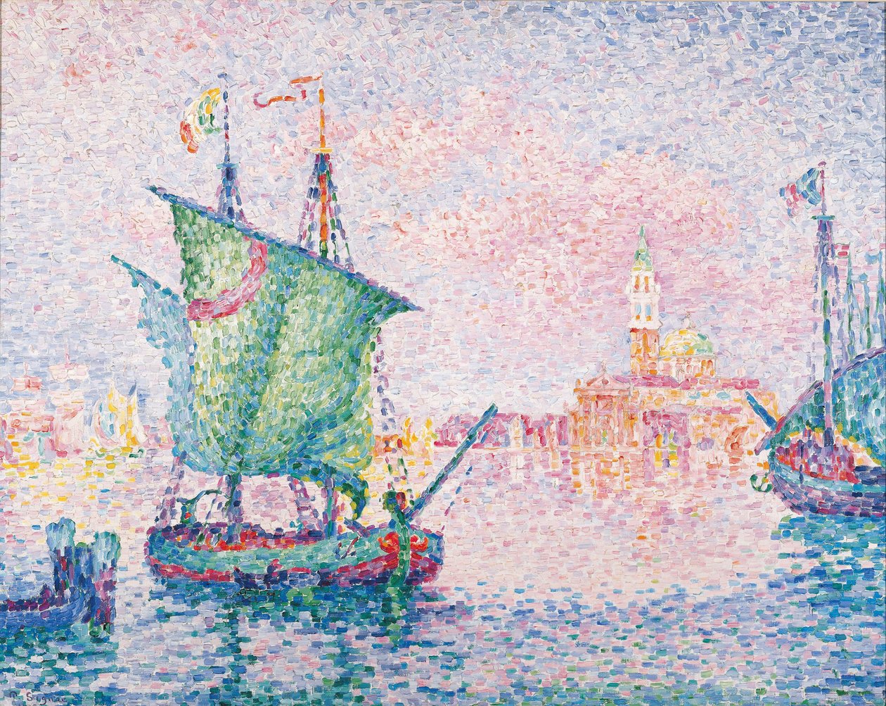 ベニス、ピンクの雲、1909 作： ポール・シニャック