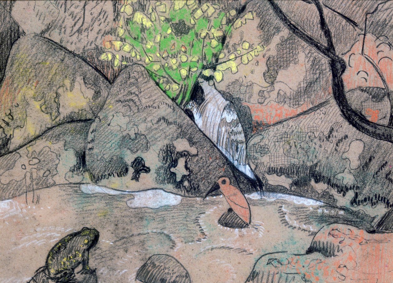 鳥とヒキガエルのいる風景、c1883-1927 作： ポール・セルジエ