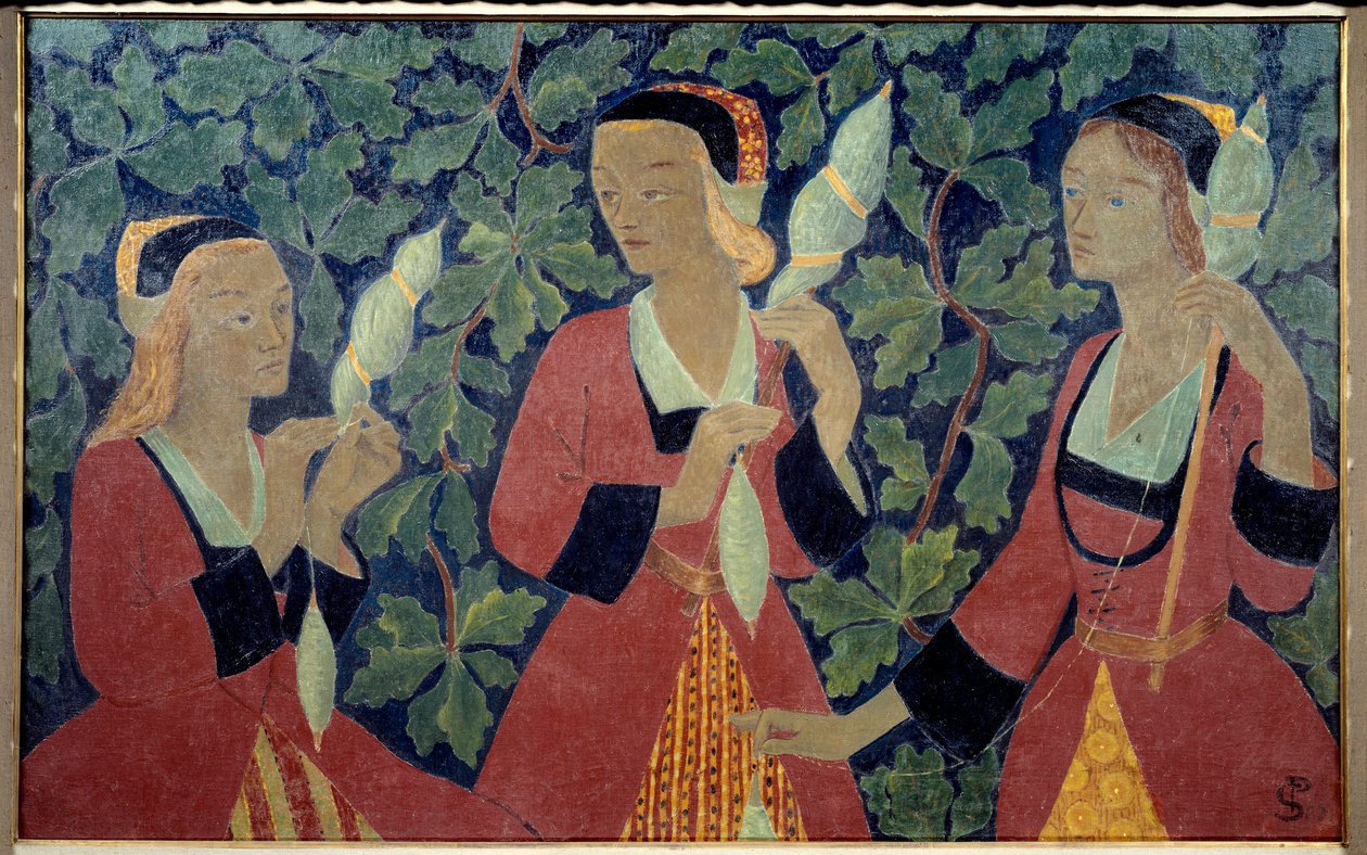 三人の紡ぎ手」 ポール・セルジエ（1863-1927）の絵画 1918年 ブレスト美術館 作： ポール・セルジエ