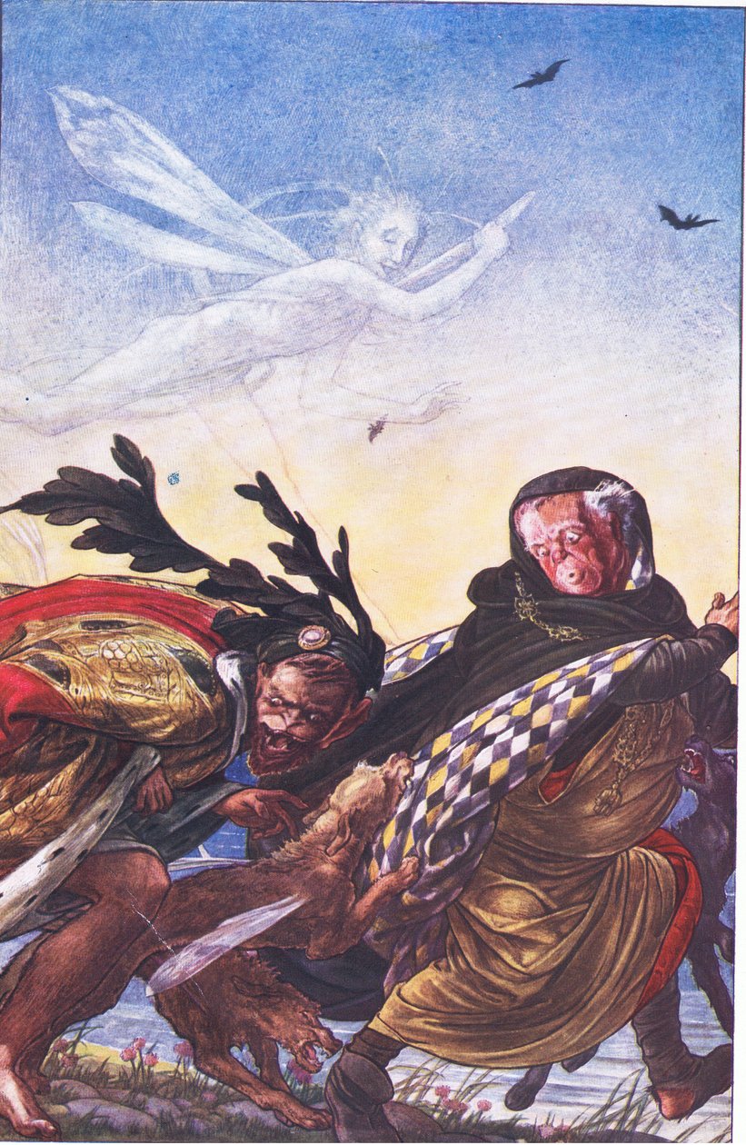 怒り！怒り！そこに、暴君、そこにハーク！ Hark！、The Tempest、1908のイラスト 作： ポール・ヴィンセント・ウッドロフ