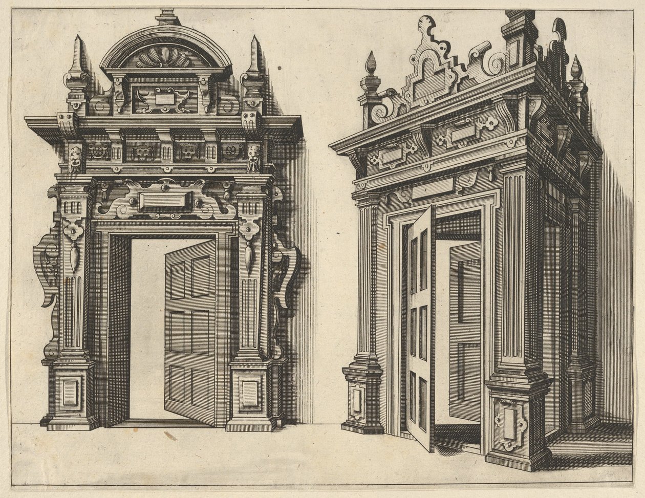 Verscheyden Schrynwerckの2つの木製ポータル... [Plusieurs Menuiseries ...]、1658。 作： ポール・フレデマン・ド・フリース