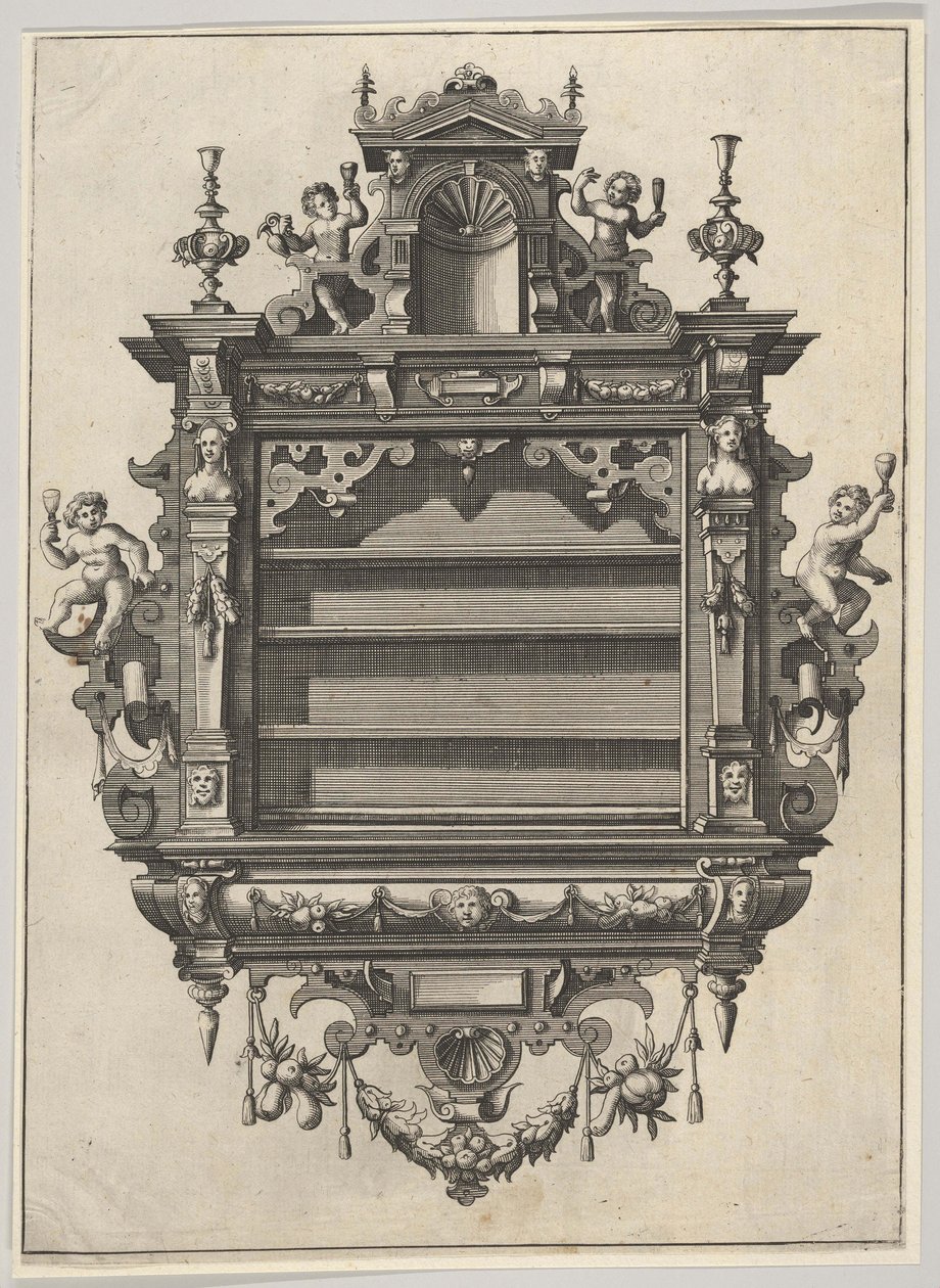 Verscheyden Schrynwerckの壁取り付け式棚ユニット... [Plusieurs Menuiseries ...]、1658。 作： ポール・フレデマン・ド・フリース