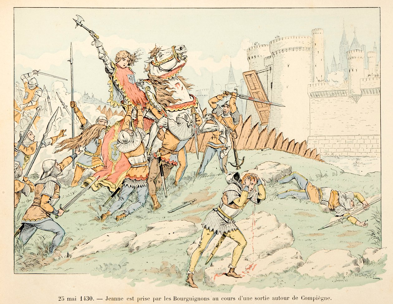 セオドア・カフ著、ポール・デ・セマン（1855-1915）絵の『ジャンヌ・ダルク』からの引用。5月25日 作： ポール・ド・セマン