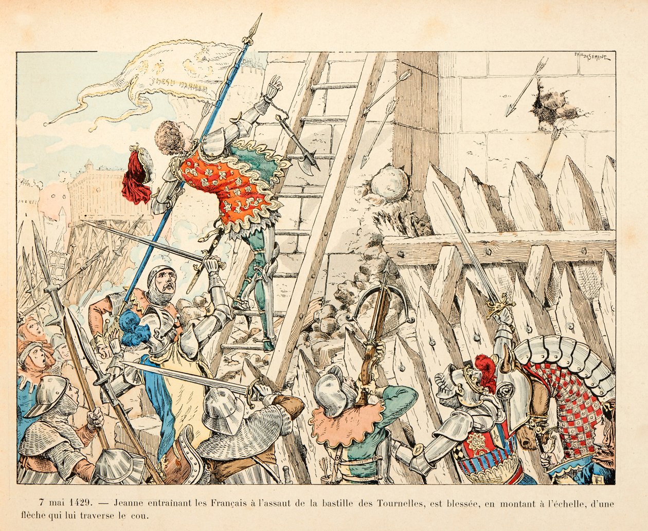 セオドア・カフ著、ポール・デ・セマン（1855-1915）絵の『ジャンヌ・ダルク』からの引用。5月7日 作： ポール・ド・セマン