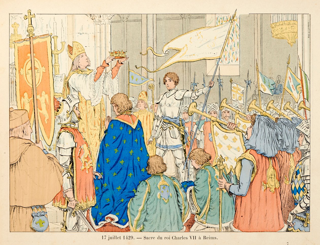 セオドア・カフ著、ポール・デ・セマン（1855-1915）絵の『ジョーン・オブ・アーク』からの引用。7月17日、ランスのシャルル7世の聖地 作： ポール・ド・セマン