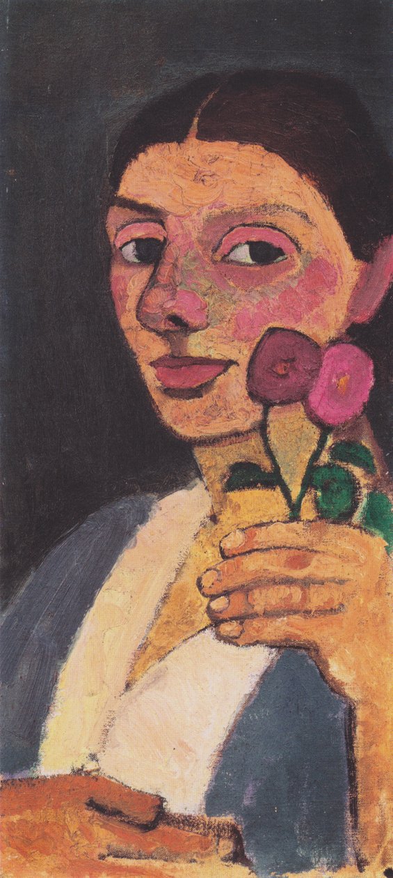 左手に2つの花が咲く自画像 作： ポーラ・モダーソン・ベッカー