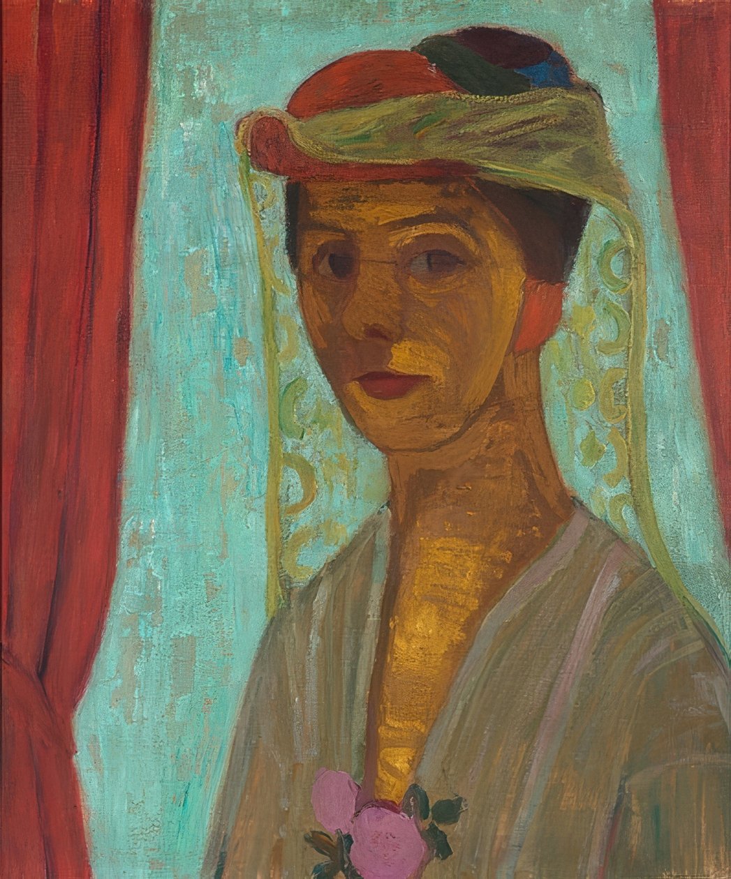 帽子とベールのある自画像。 1906-07 作： ポーラ・モダーソン・ベッカー