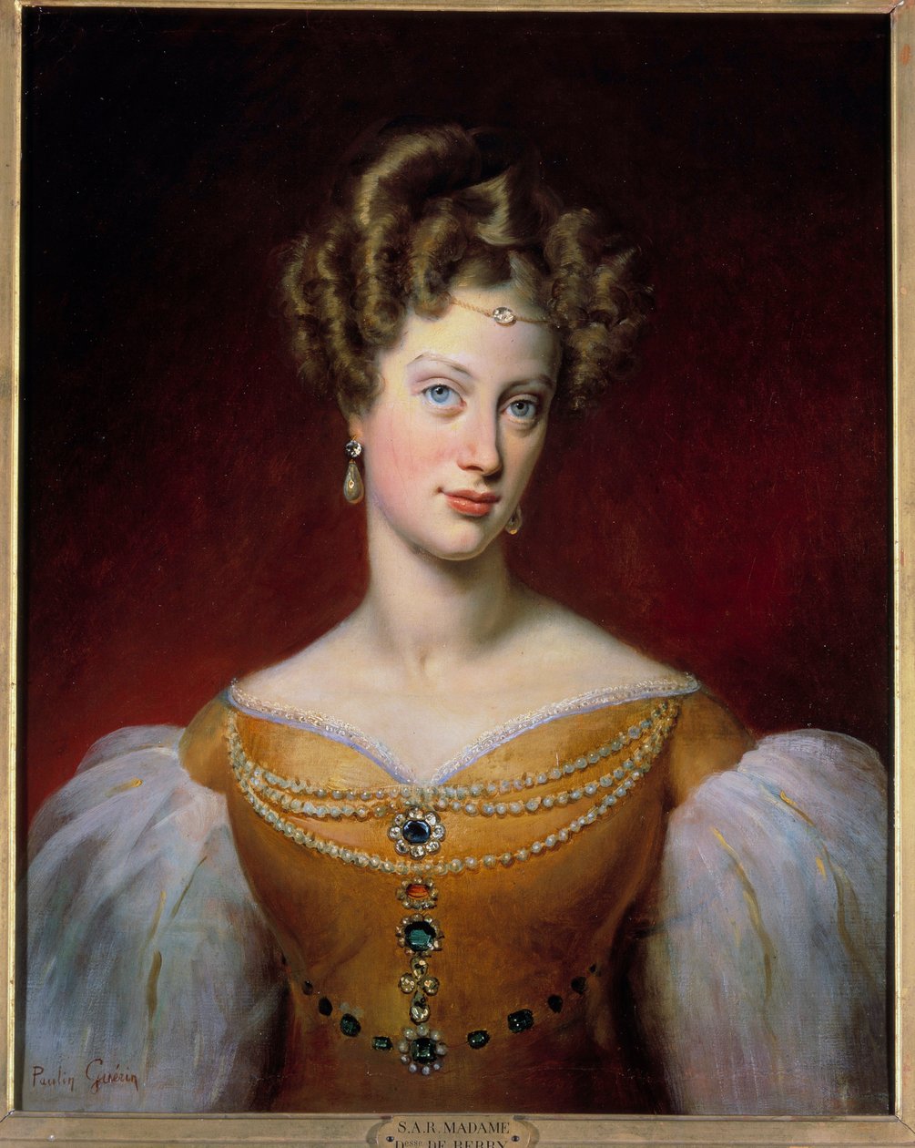 ブルボン家・シシリー家の王女でベリー公爵夫人のマリー・カロリーヌの肖像（1798-1870） 絵画：ポーラン・ゲラン（1783-1855） 1819年 Sun.0.69×0.54メートル 作： ポーリン・ジャン・バプティスト・ゲラン