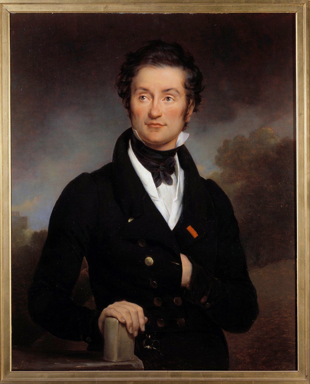 作家シャルル・ノディエ（1780-1844）の肖像 彼は偉大なロマン派の芸術家（ユゴー、ラマルティーヌ、ヴィニー...）が集う文学サロンを開いていた ポーラン・ゲラン（1783-1855）の絵画 19世紀パリ、アーセナルの図書館。 作： ポーリン・ジャン・バプティスト・ゲラン