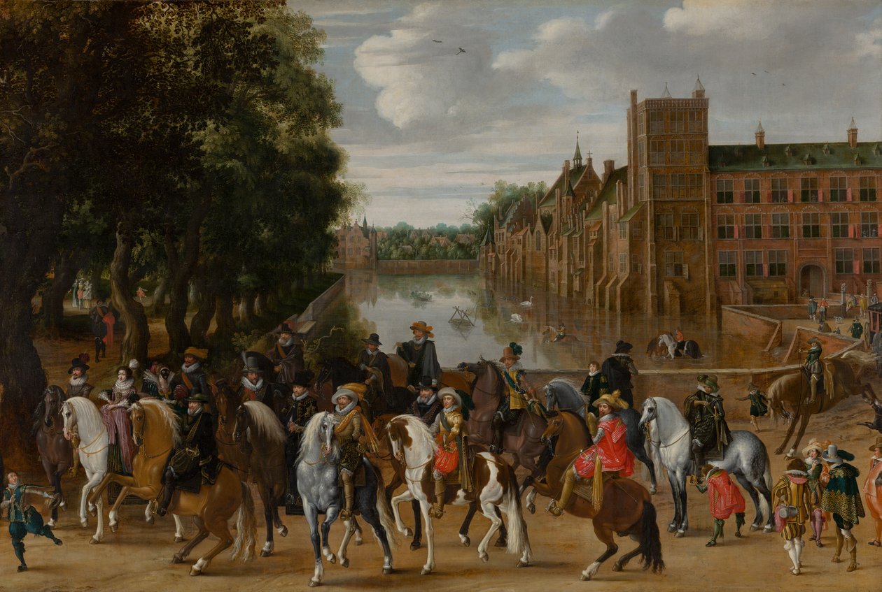 オレンジの王子とその家族、乗馬、ブイテンホフ、ハーグから乗馬c。 1621-22 作： パウエルズ・イ・ヴァン・ヒレガート