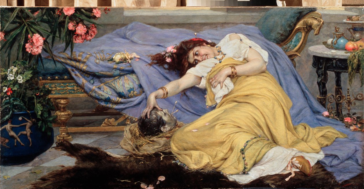 Fulvia (Fulvie Flacca Bambula, 77-40 av J-C) avec la tete de Cicero (Marcus Tullius Cicero) 作： パベル・アレクサンドロヴィチ・スヴェドムスキー
