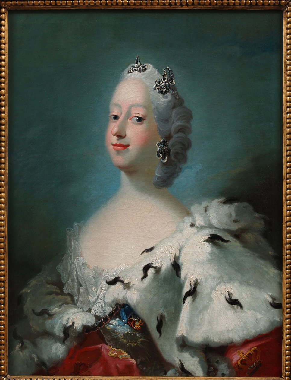 「「英国のルイーズの肖像、デンマークの女王（1724-1751）」」 1750年頃のペダー・アルス（1726-1776）による絵画 ダビデ・コレクション 作： Peder As