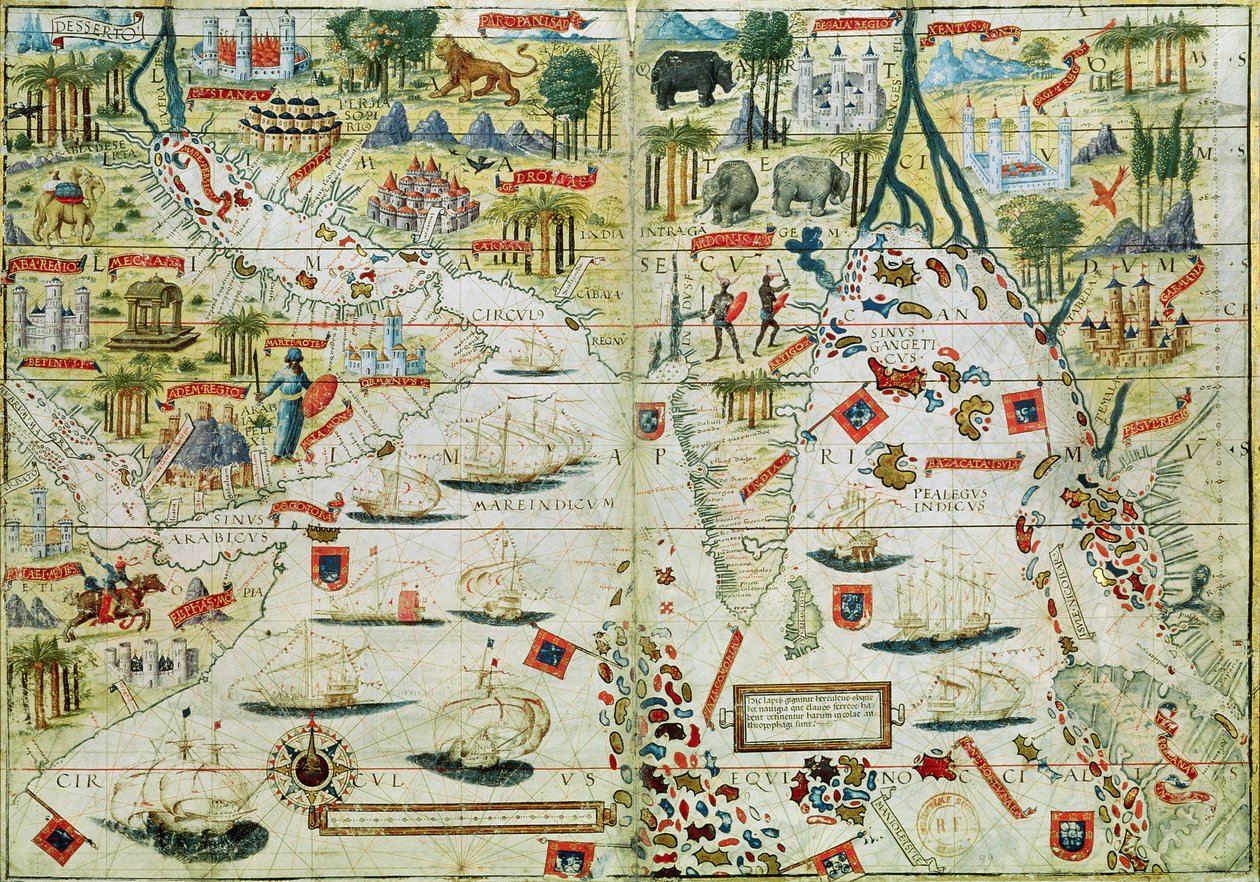 1519年頃の「ミラーアトラス」のアラビアとインド 作： ペドロ・レイネル