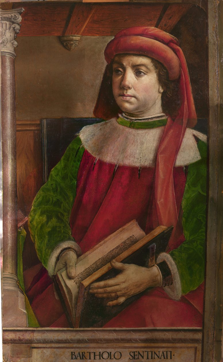Bartole en latin Bartolus de Saxoferrato (1313-1356) - Bartolus de Saxoferrato par Berruguete, Pedro (1450-1503).木に油彩、サイズ：95x57、1473-1475年頃、Galleria nazionale delle Marche, Urbino 作： ペドロ・ベルゲーテ