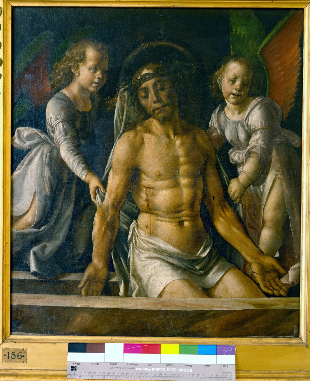 1480年頃の2人の天使の間の墓にあるキリスト 作： ペドロ・ベルゲーテ
