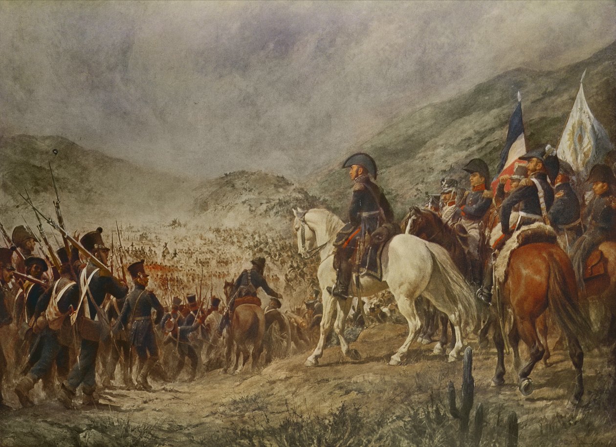 「チャカブコ」の戦い、チリ、1817 年 2 月 作： ペドロ・スベルカスー