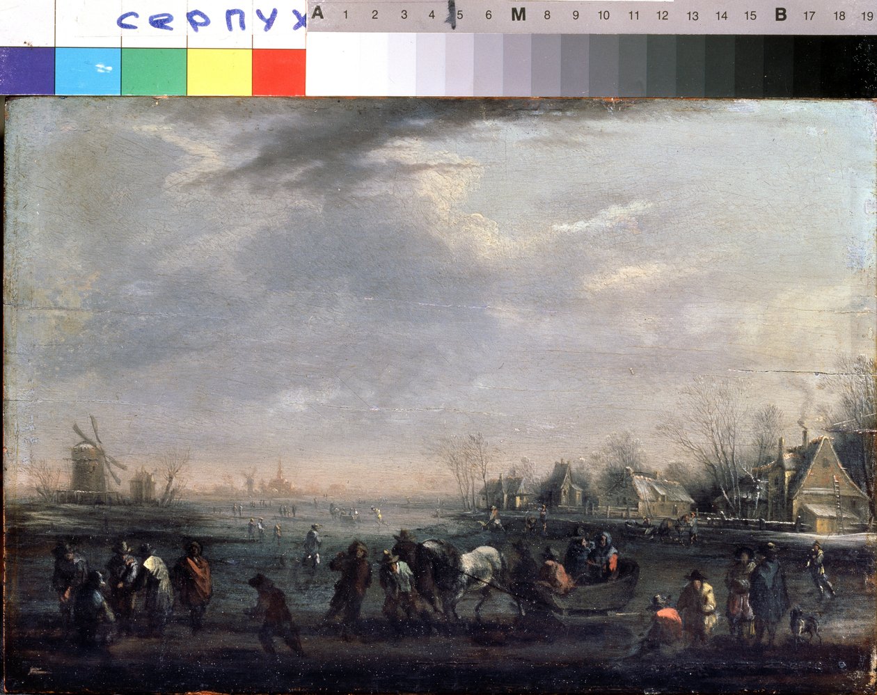 「スケーターのいる冬の風景」ピーテル・バウト (1658-1719) による絵画、セルプーホフ、国立歴史美術館 作： PeeterまたはPieter Bout
