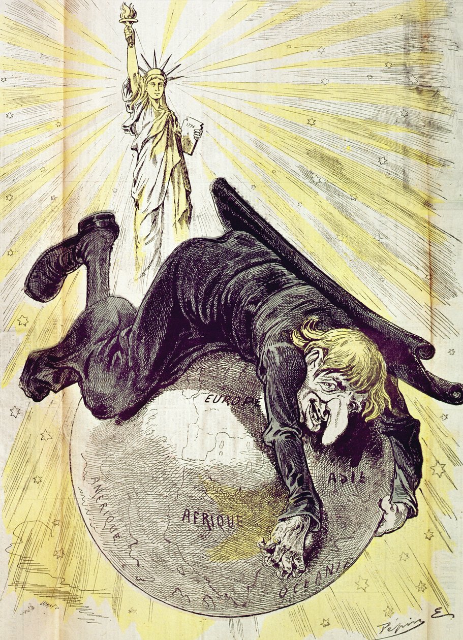「リバティライティングザワールド」、「Le Grelot」の表紙、1880年頃 作： ペピン