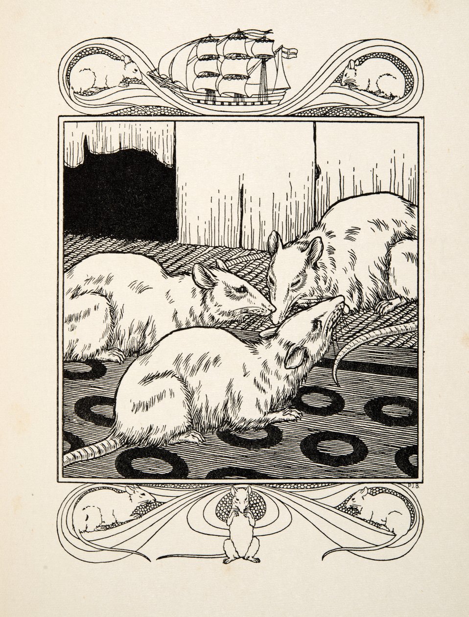 動物の百の逸話」より「親孝行」（Pub.1924年（彫刻 作： パーシー・J・ビリングスハースト
