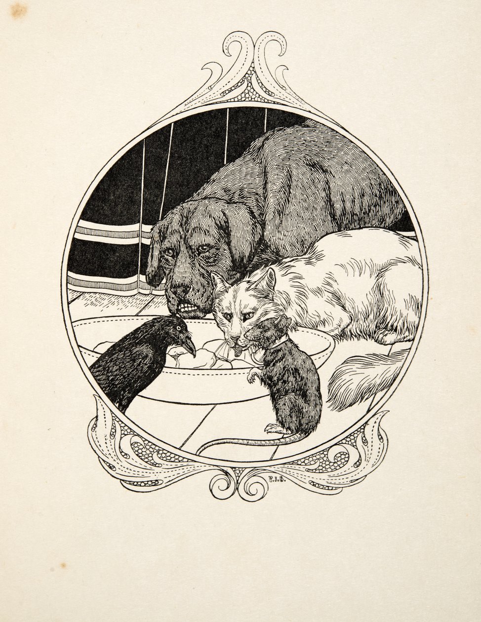 動物の百逸話、パブから奇妙な友愛。 1924 作： パーシー・J・ビリングスハースト