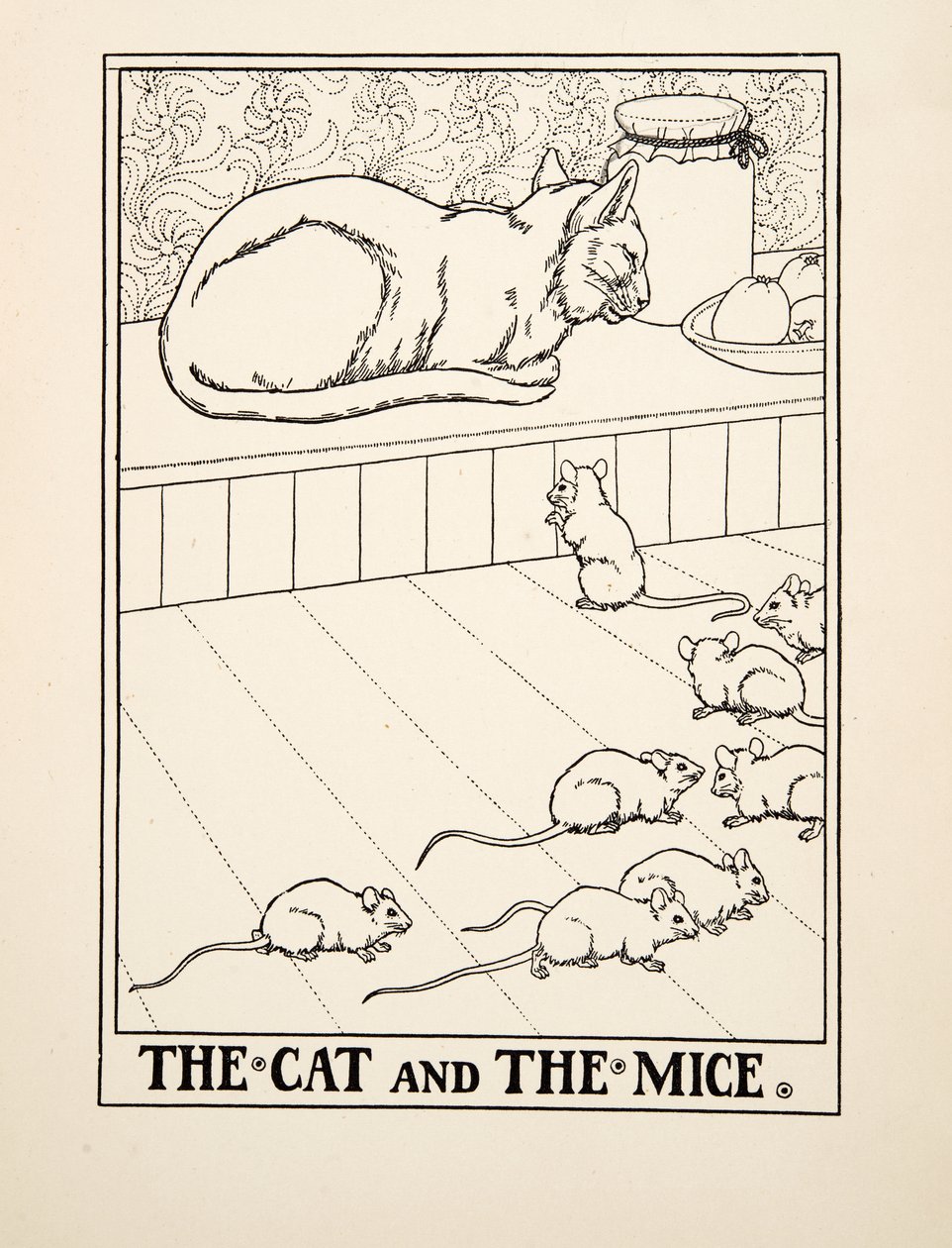 イソップ寓話集』より「猫とネズミ」（1903年刊）（彫刻 作： パーシー・J・ビリングスハースト