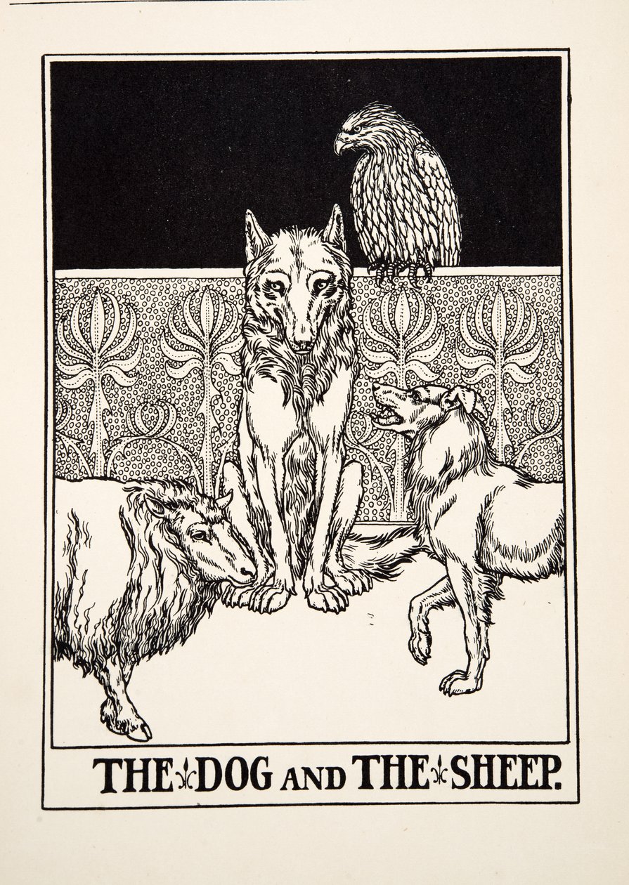 犬と羊、イソップの百話、pub.1903 作： パーシー・J・ビリングスハースト