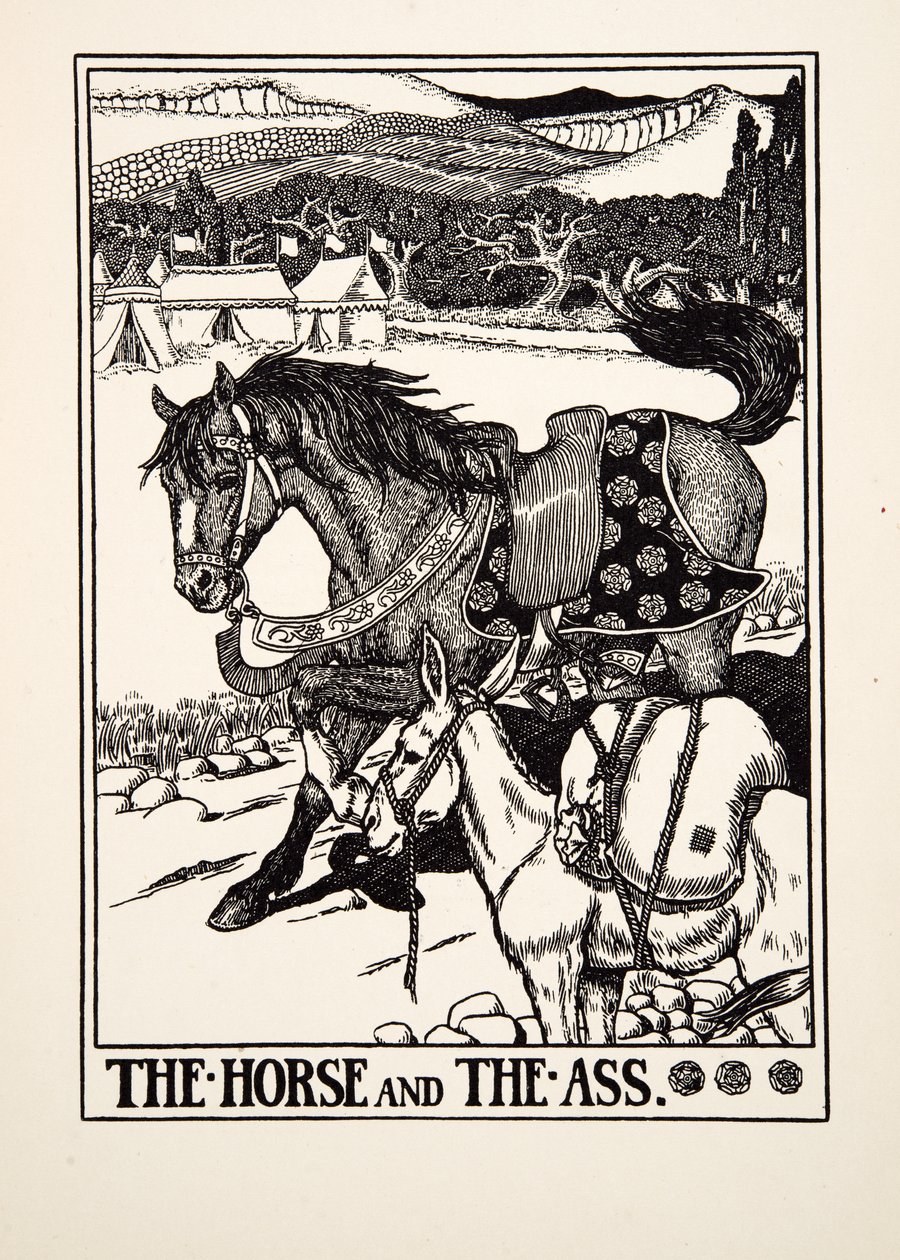 馬とお尻、イソップの百寓話、pub.1903から 作： パーシー・J・ビリングスハースト