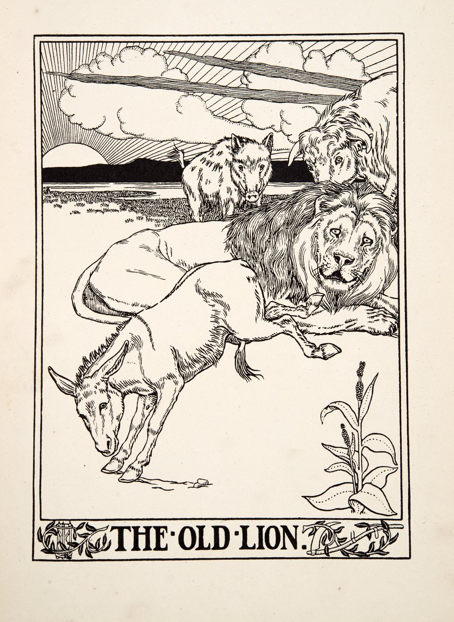 オールドライオン、イソップの百寓話、pub.1903から 作： パーシー・J・ビリングスハースト