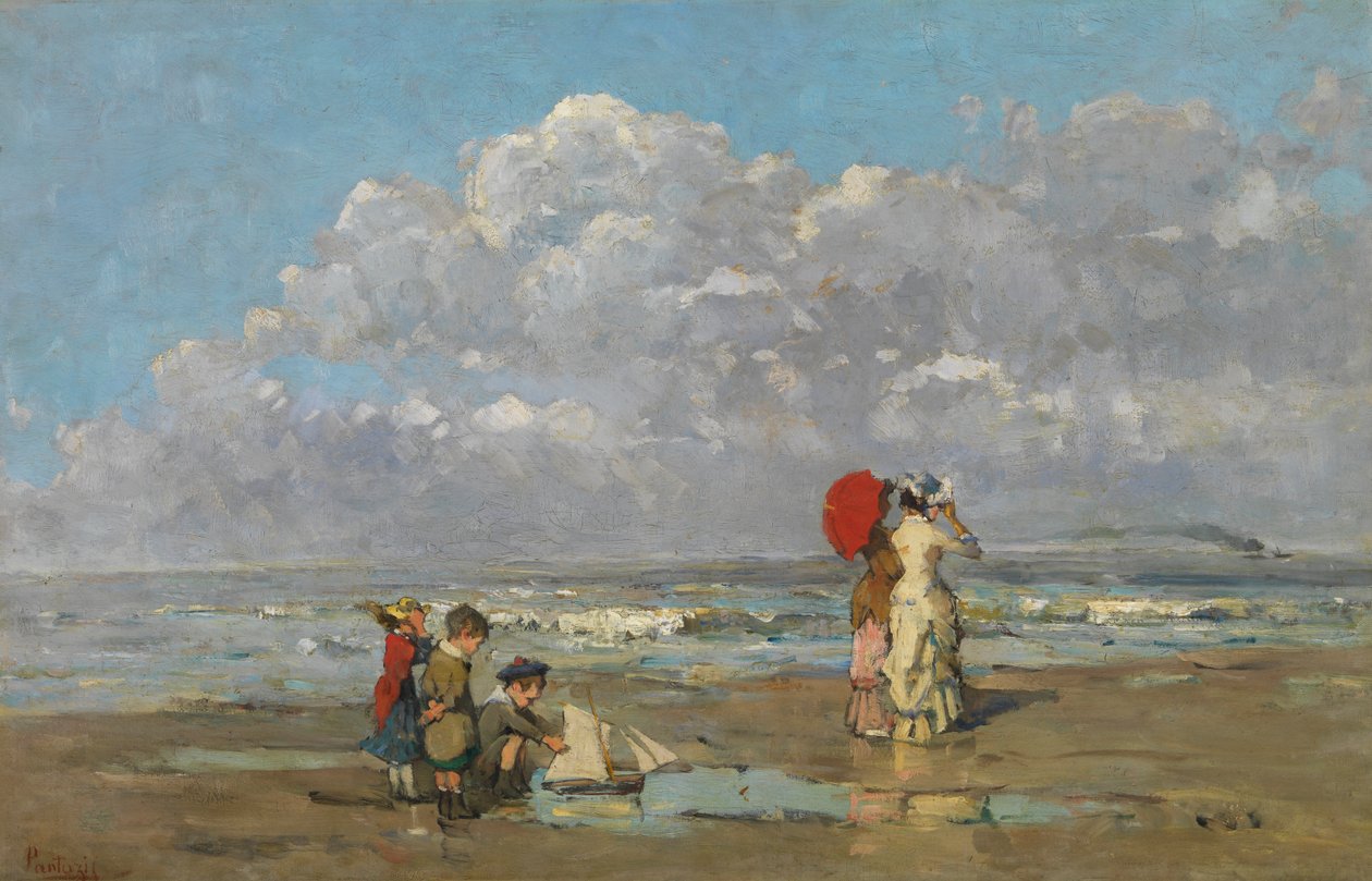 Na praia (óleo sobre tela) 作： ペリクレス・パンタジス