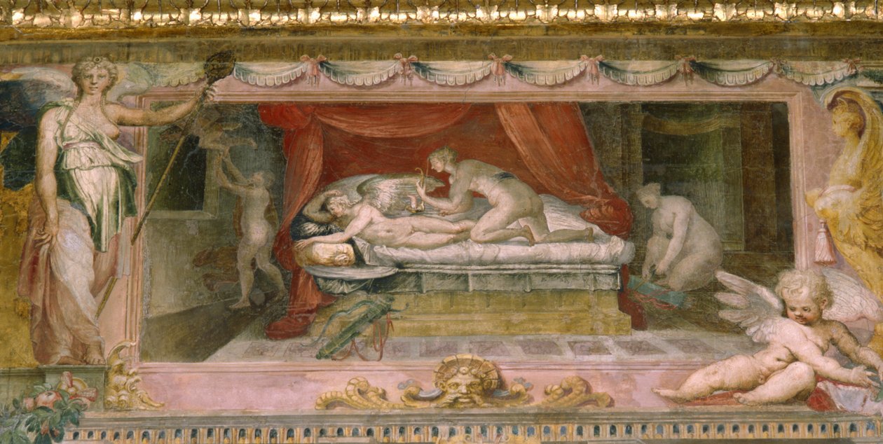 キューピッドとプシュケの部屋の天井のフリーズ、1530年頃 作： ペリーノデルヴァガ