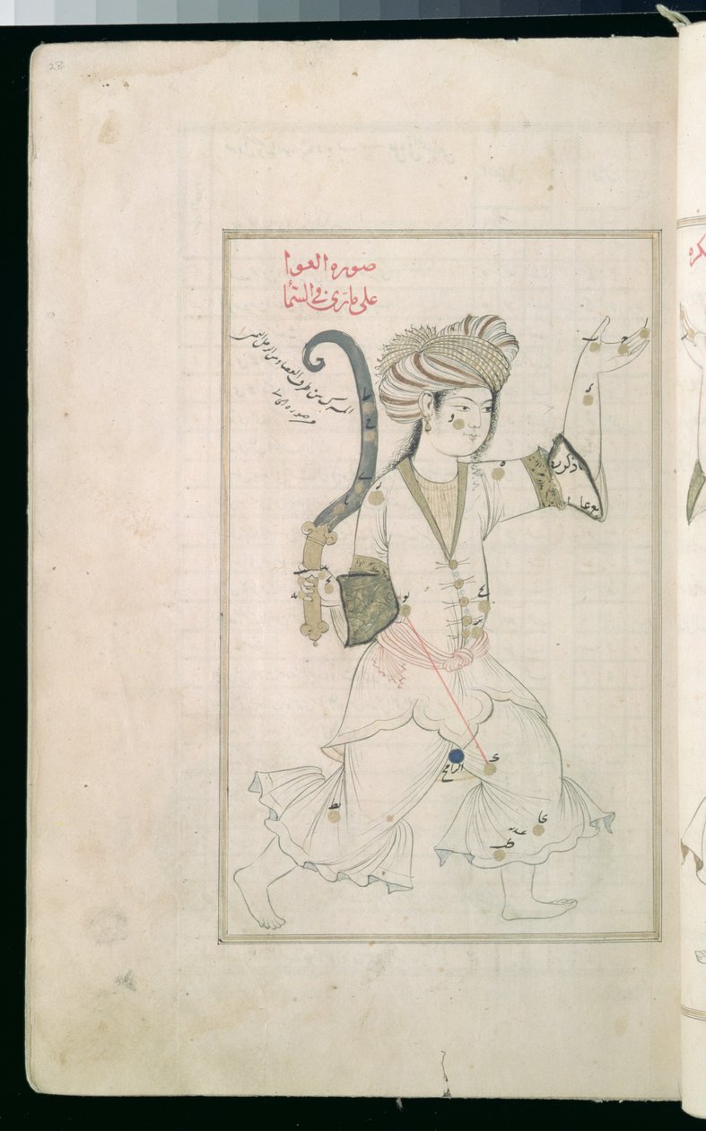 CBL Ar.4222 fol.28aスワルアルカワキブのコピー、またはアブドアルラーマンアルスーフィーが西暦960年に書いた星の形 作： ペルシャ語学校