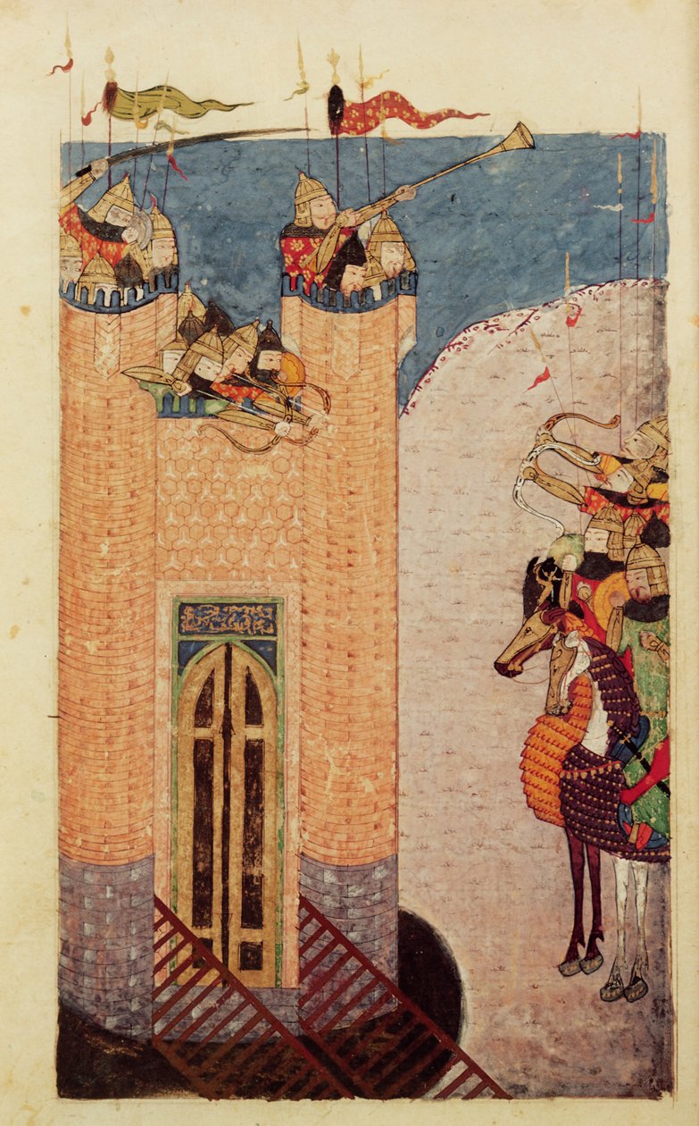Ms 7926 206 f.149城塞を包囲するモンゴル人、c.1252-60 作： ペルシャ語学校