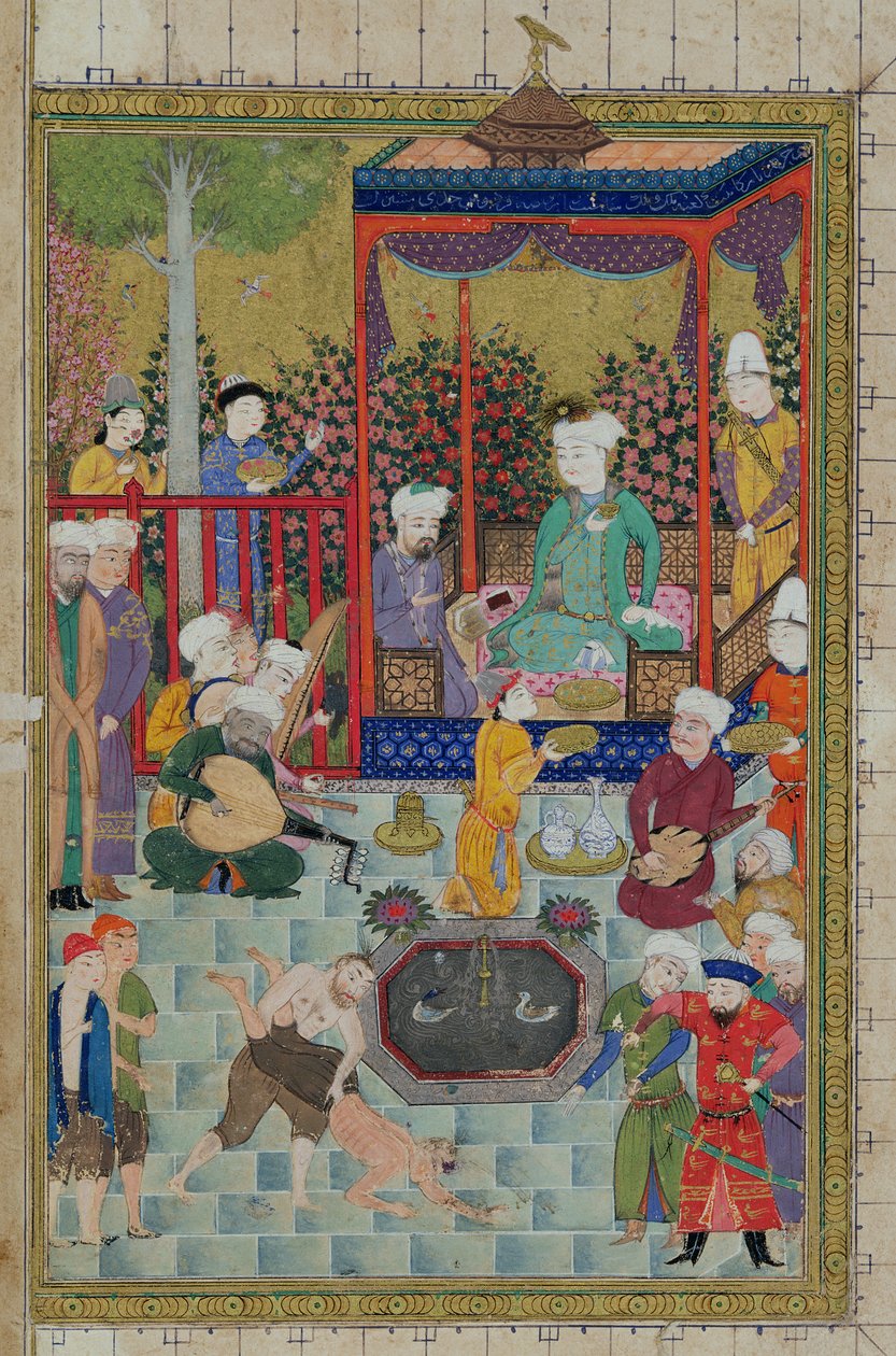 Ms C-822 fol.1v A Prince &39;Reception、illustration from the&39; Shahnama &39;（Book of Kings）、Abu&39;l-Qasim Mansur Firdawsi（c.934-c.1020）、1460-70 作： ペルシャ語学校