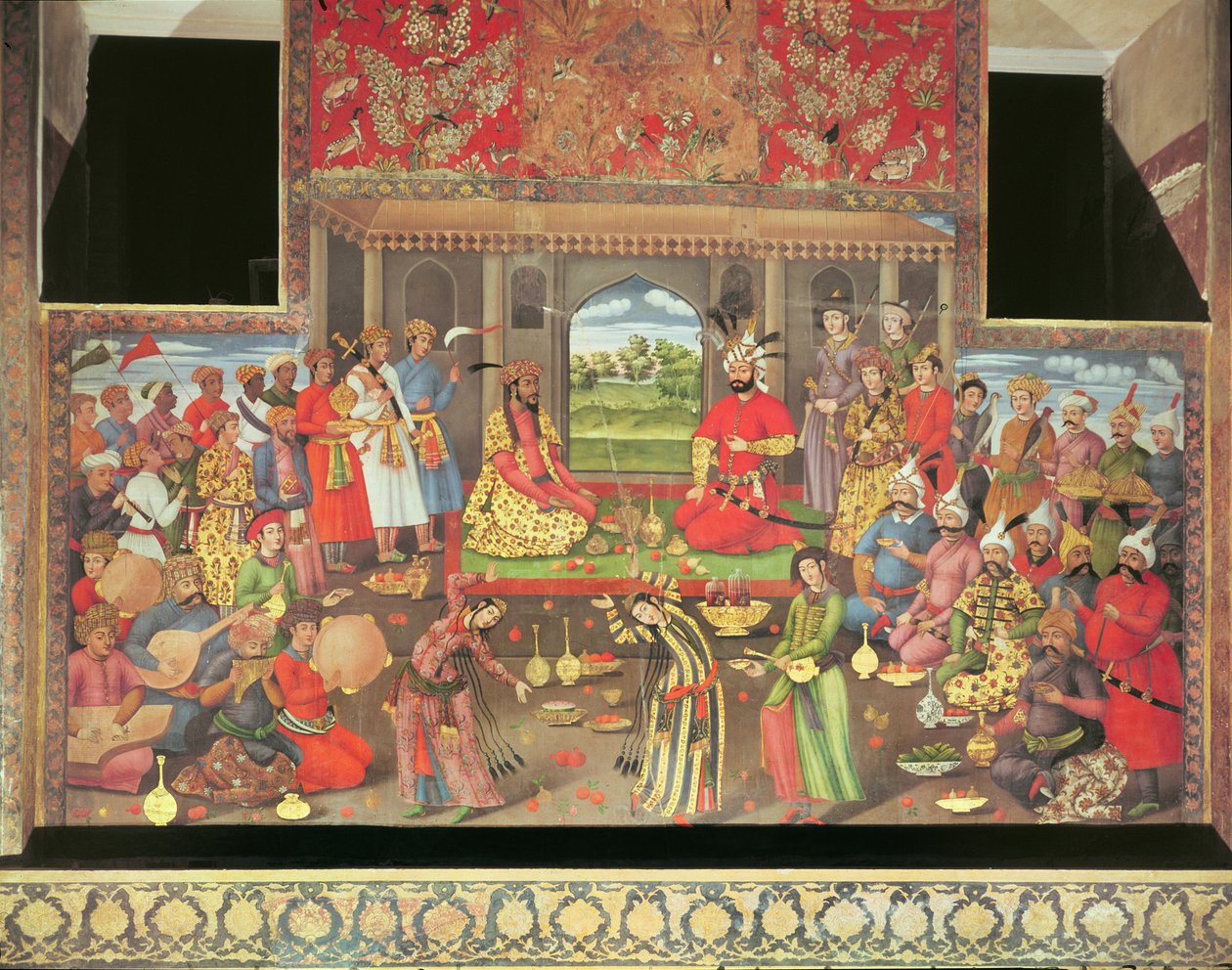 1573-76年のShah Tahmaspの法廷での大モーグル大使のレセプション 作： ペルシャ語学校