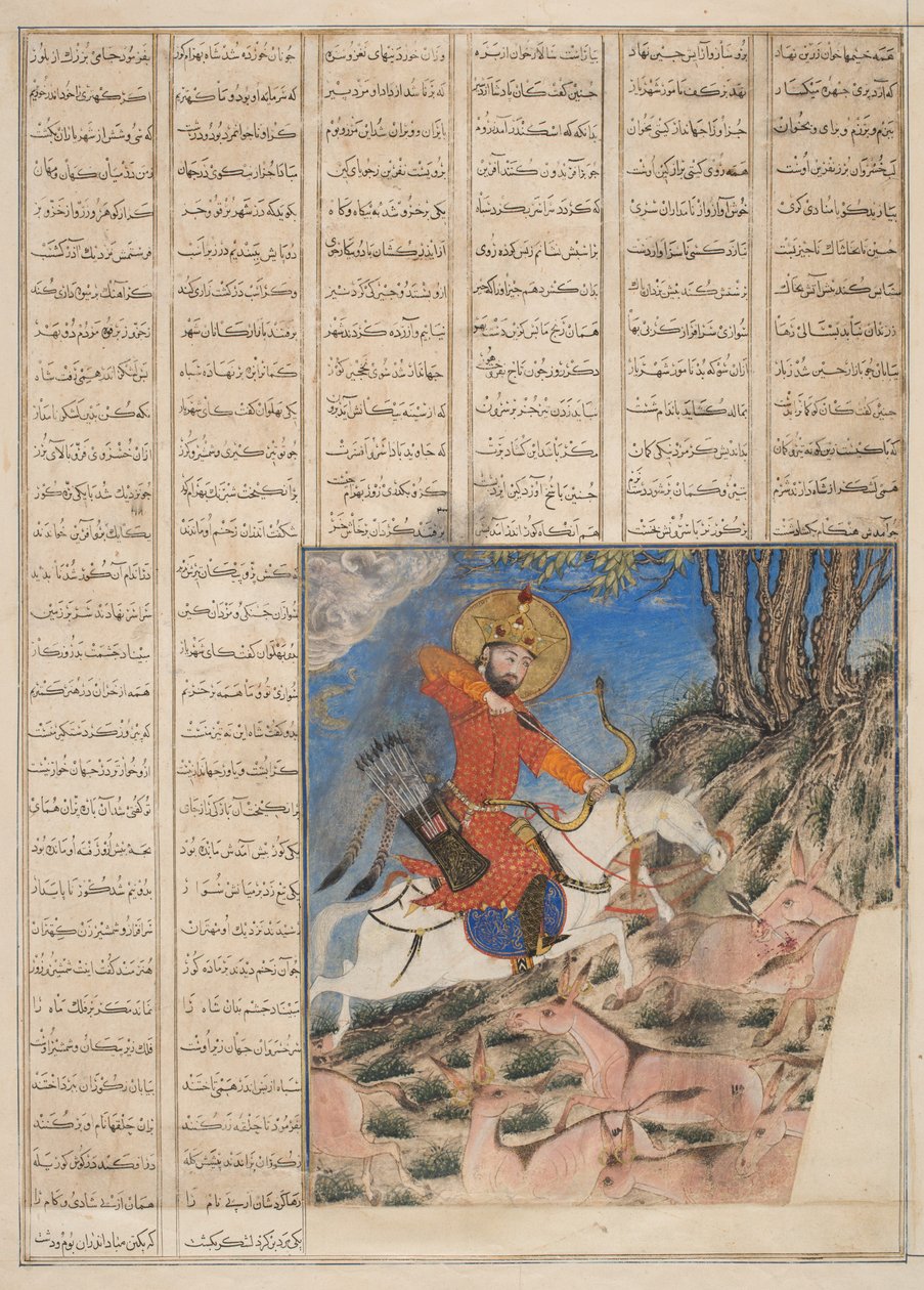 フィルダウシの偉大なモンゴルシャナマ、Ahn-Qasim Manur Firdawsi（c.934-c.1020）によるShahnama（Book of Kings）から（紙に不透明なトイレ） 作： ペルシャ語学校