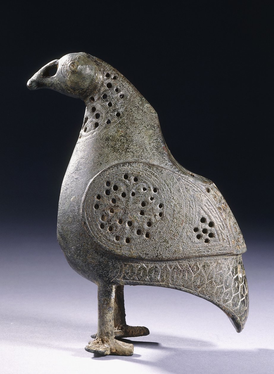 鳥型銅製香合　刻印有り 鳥の形をしたペルシャの青銅製香炉、12世紀
