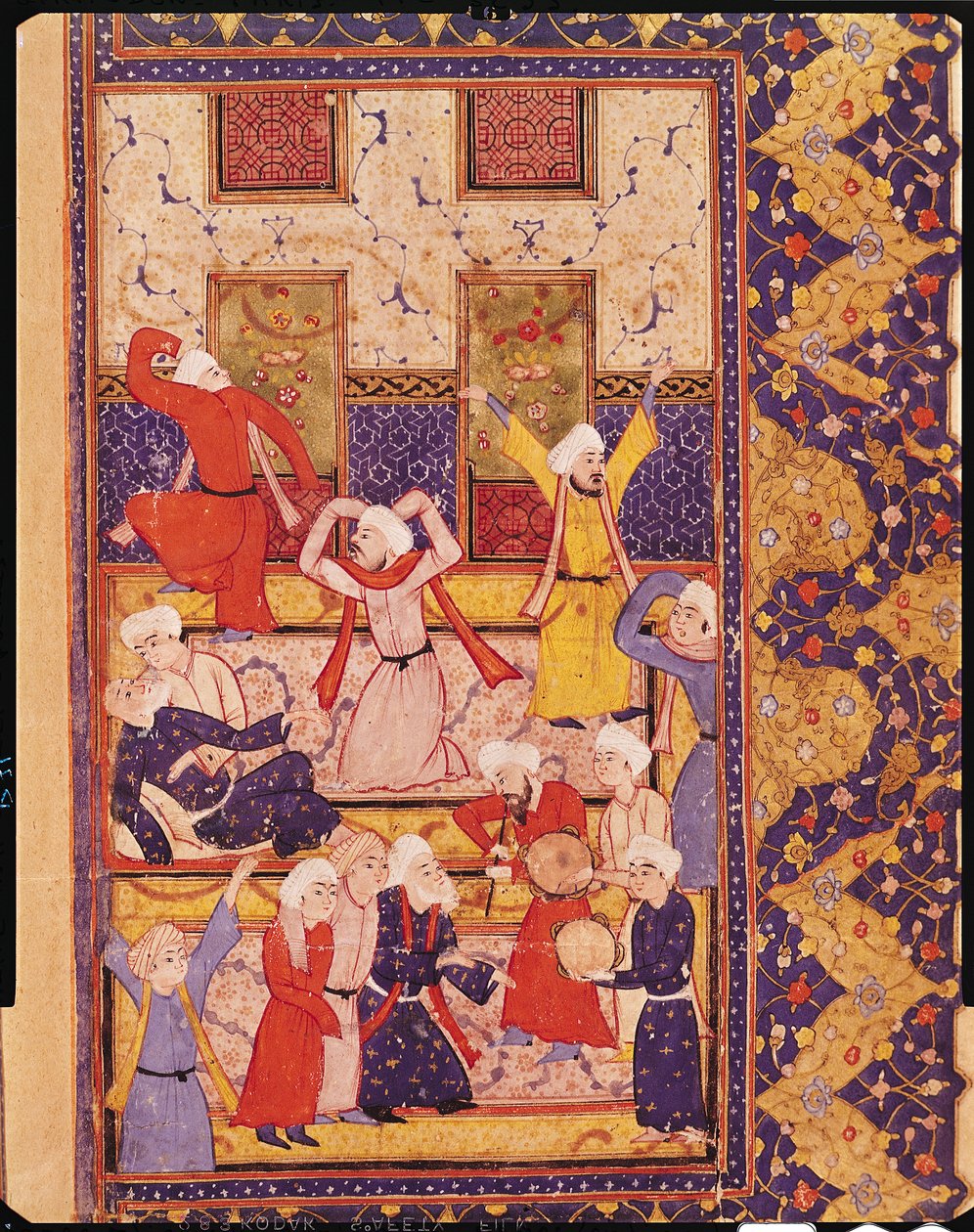 Fol.5rイニシエーションダンス、ハフィズシラジの詩集（c.1325-c.1388） 作： ペルシャ語学校