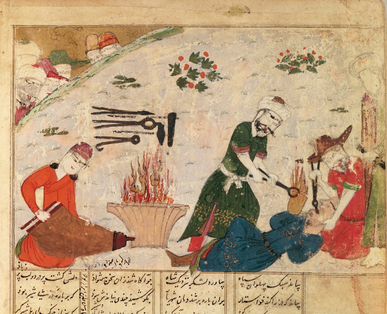 Ms Supp Pers 493 fol.363v Abul-Qasim Manur Firdawsi（c.934-c.1020）によるShahnama（Book of Kings）からのHaftvadsガードの1人の拷問 作： ペルシャ語学校