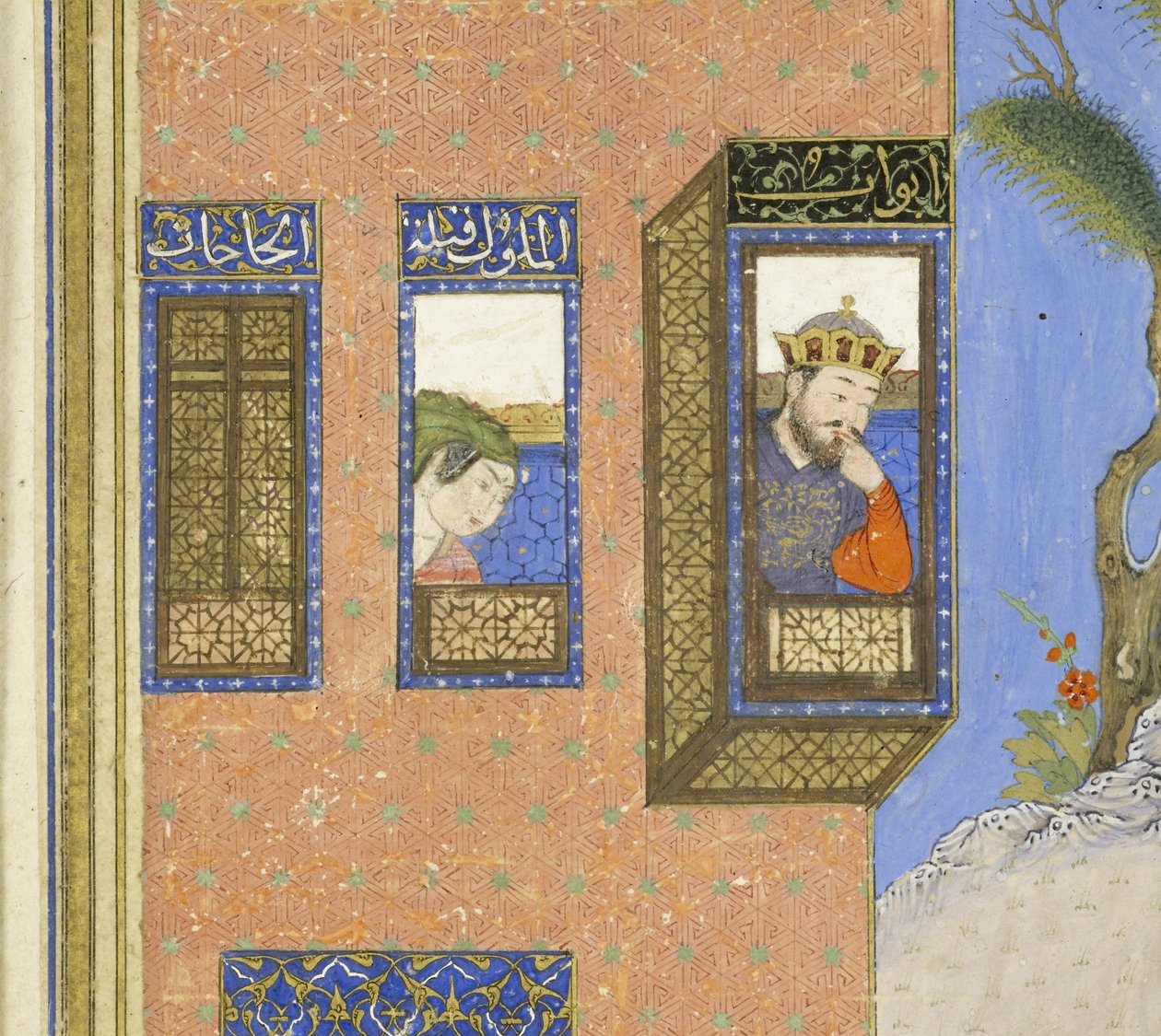 ペルシャ239 fol.76a詳細：Siy？vushの火の試練、Shahnama（Book of Kings）のイラスト、Abul-Qasim Mansur Firdawsi（c.934-c.1020）、1444 作： ペルシャ語学校