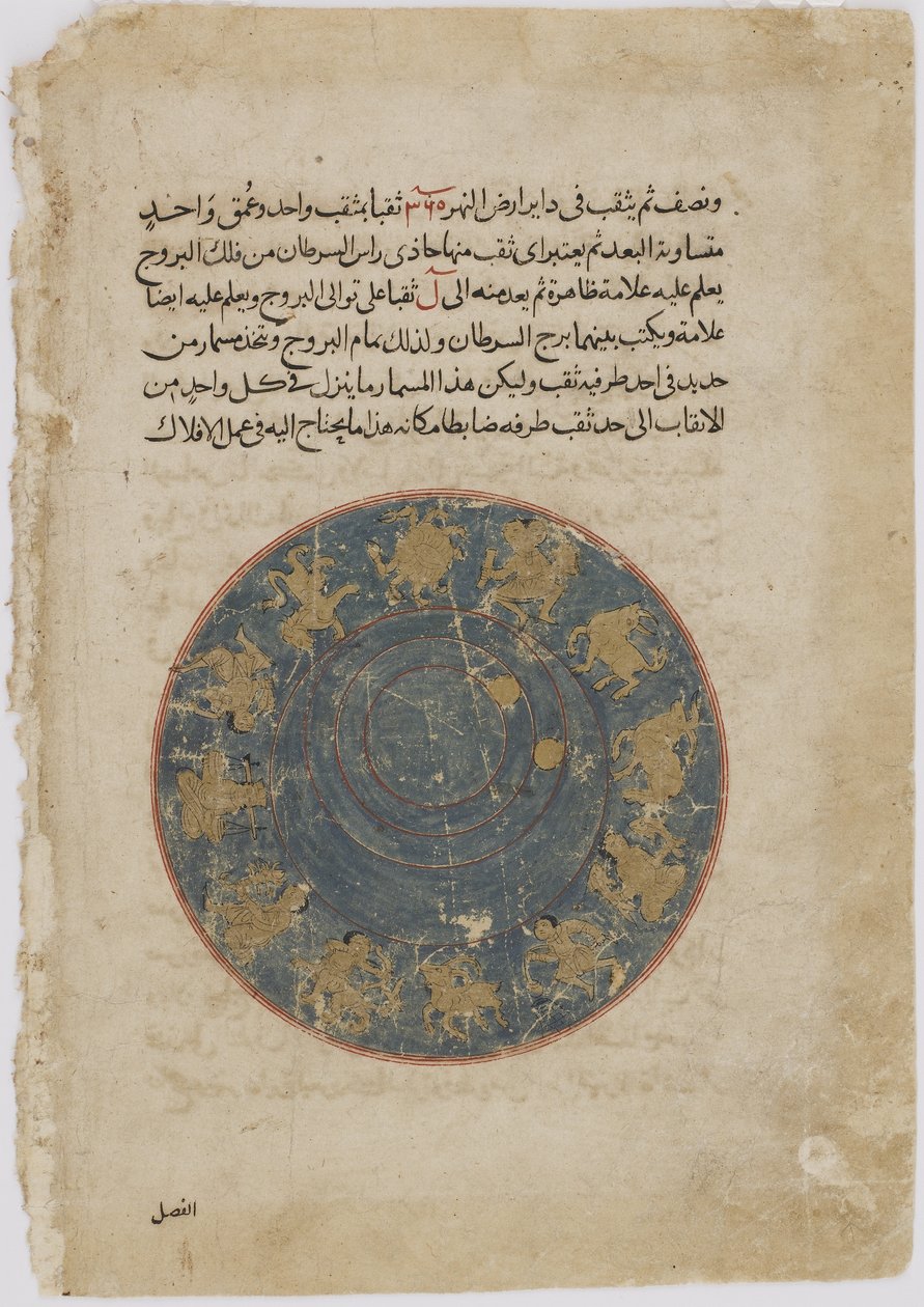 フィルダウシ（d.1020）によるShahnama（Book of Kings）からMinuchihr王の前に彼の業績を示したZal（紙に不透明な水彩画、インク、金、銀） 作： ペルシャ語学校