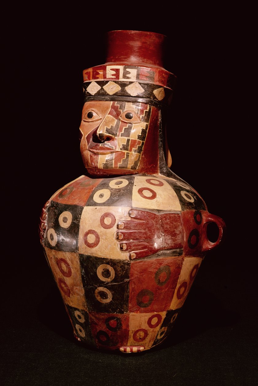 Effigy jar、Coastal Tiahuanacoスタイル、Fundo Pacheco、Rio Grande de Nazca、ペルー（陶器） 作： ペルーの学校