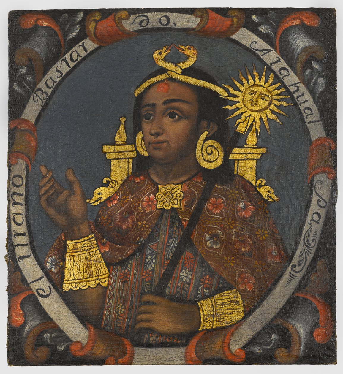 Atahualpa（c.1502-33）14世紀と最後のインカ王、18世紀半ば 作： ペルーの学校