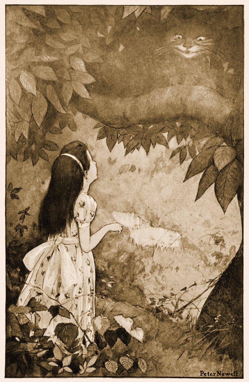 今回はゆっくりと消えていきました。ルイスキャロルアリスワンダーランドの冒険のイラスト、1901 作： ピーター・ニューウェル